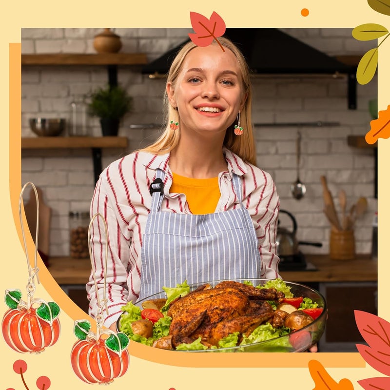 SKYFUN Fall Earrings Crystal Maple Leaf Earring for Women Orange Autumn Maple Leaves Thanksgiving Earrings Drop Dangle Statement Prom Party Jewelry Accessories - Image 4